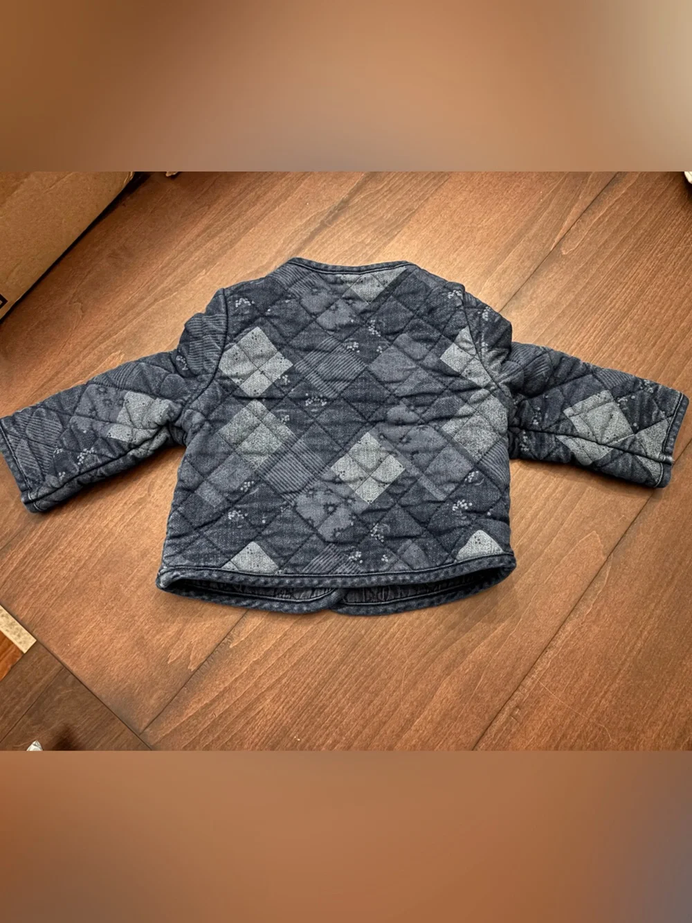 Quilted Navy Cotton Jacket with Button Front